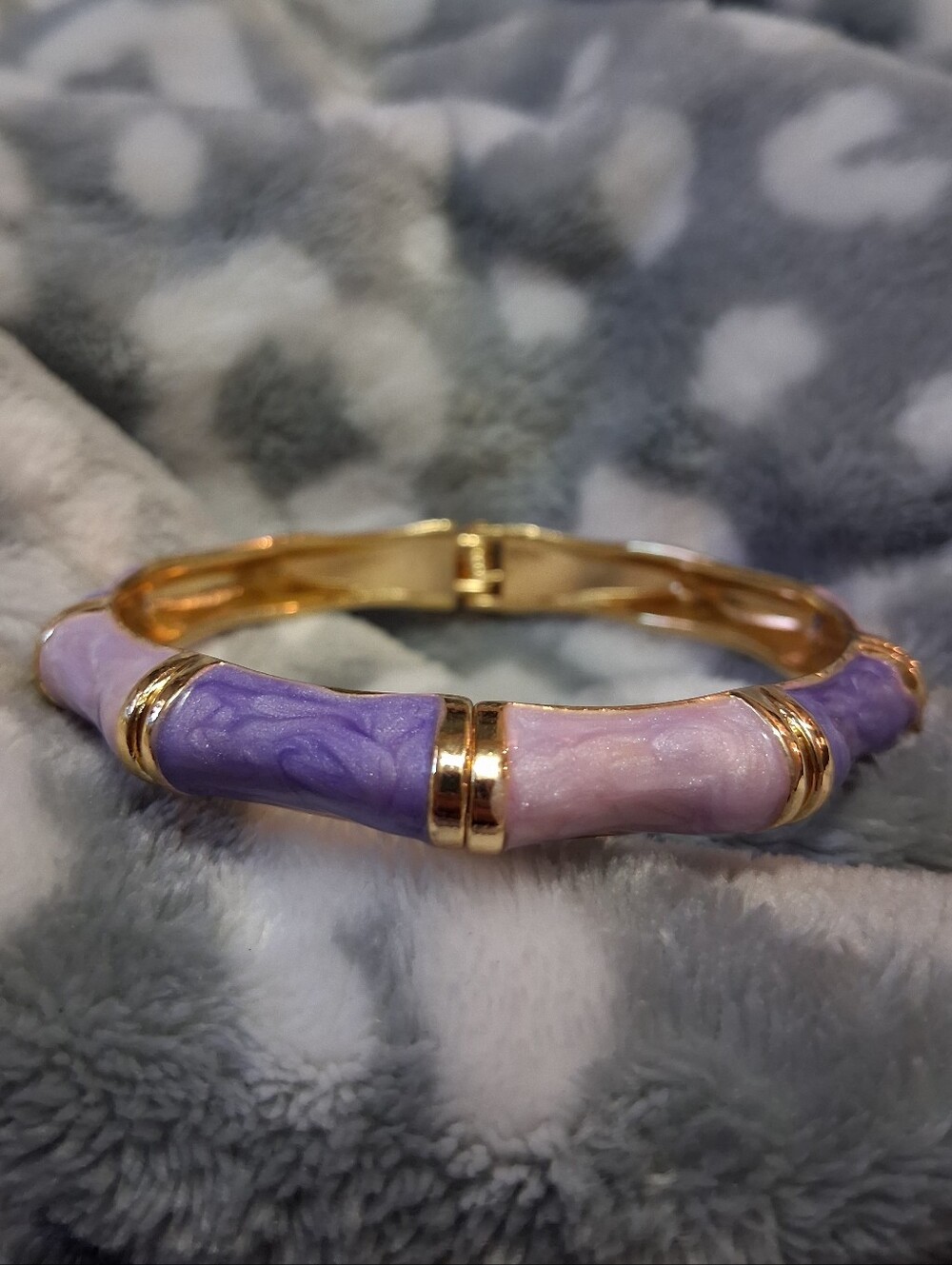 Gold-Tone Purple & Lilac Enamel Bangle Bracelet